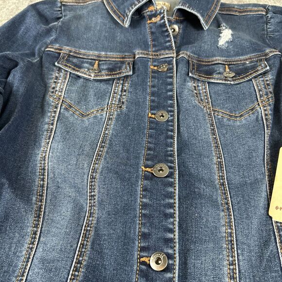 One World Jacket Womens Size M Blue Cotton Denim Jean Button‎ Front - Picture 5 of 10